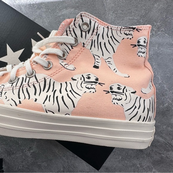 Converse Tiger Hi-Tops EUR 42 Women’s 10.5 NIB New Sneakers Pink Coral - Picture 6 of 12